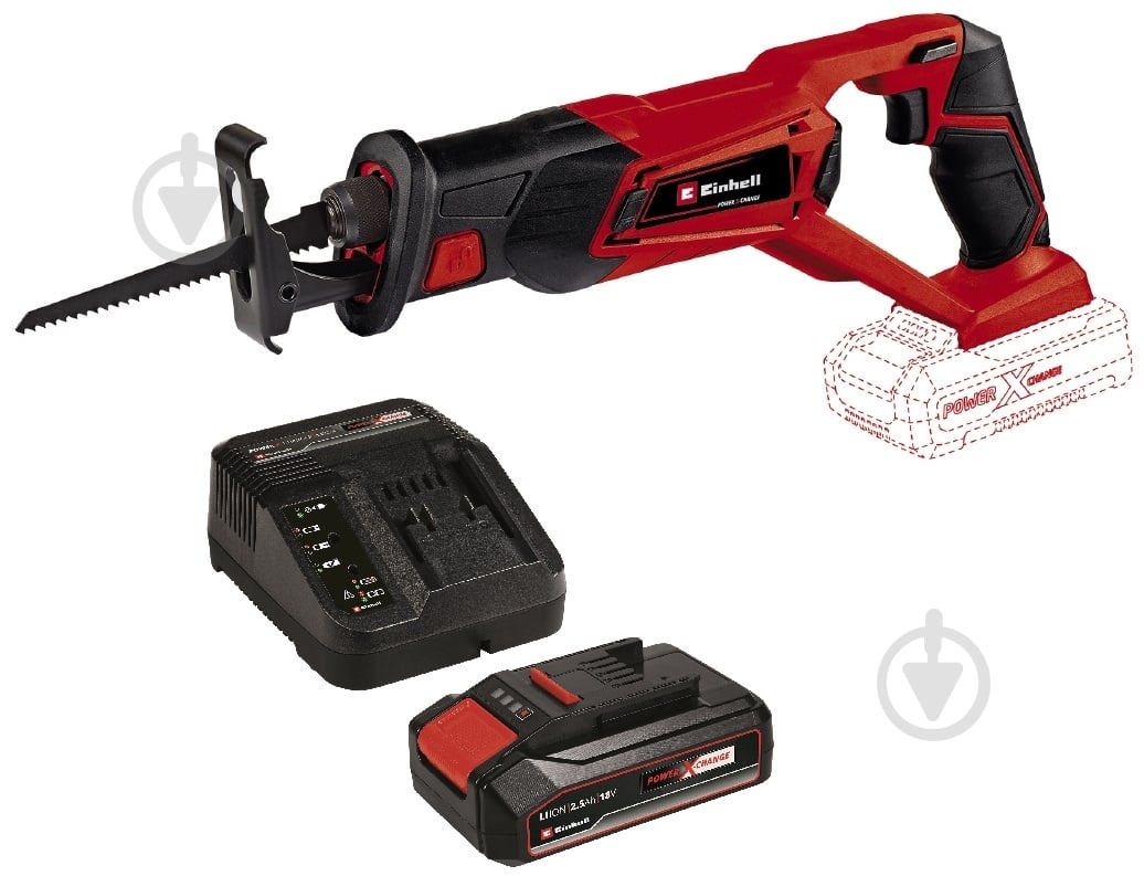 Пила шабельна Einhell акумуляторна PXC TE-AP 18/22 Li Starter Kit 2,5 Аг 4326300+4512097 - фото 1 Пила шабельна Einhell акумуляторна PXC TE-AP 18/22 Li Starter Kit 2,5 Аг 4326300+4512097 - фото 1