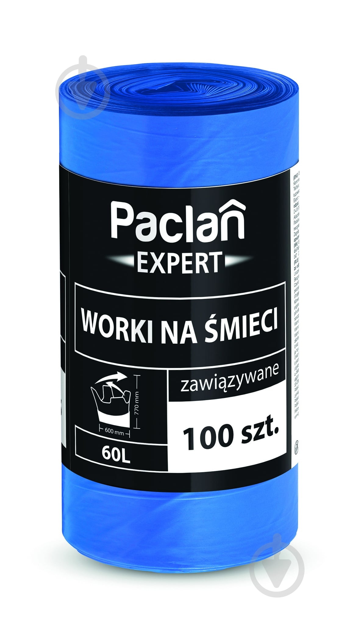 Мішки для сміття з вушками Paclan Expert міцні 60 л 100 шт. (MultiTop) — фото 1