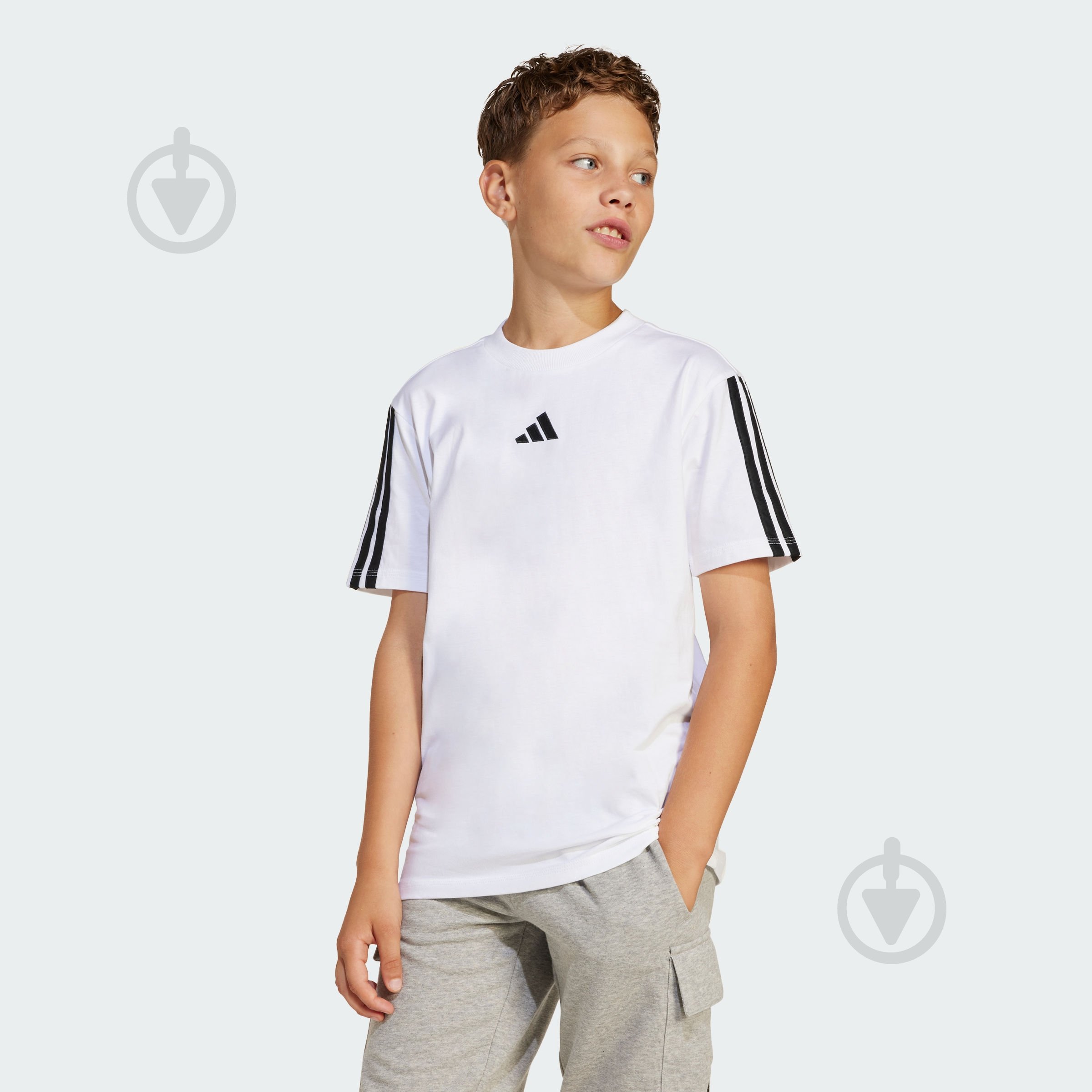 Футболка Adidas J 3S TEE 160 JD6488 р.152 белый - фото 1