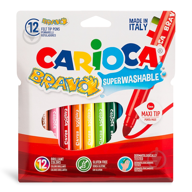 Набор фломастеров Carioca BRAVO 12 шт 42755 - фото 1