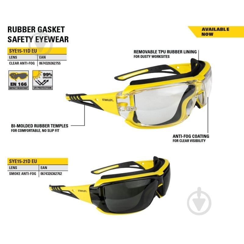 Очки защитные Stanley SYE15-11D EU - фото 2 Очки защитные Stanley SYE15-11D EU - фото 2