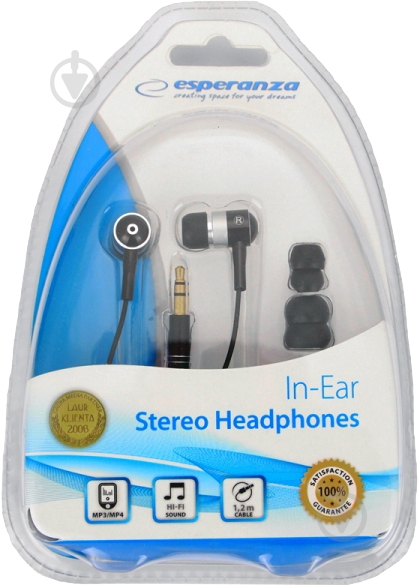 Наушники Esperanza EH128 black/silver In-Ear - фото 2 Наушники Esperanza EH128 black/silver In-Ear - фото 2