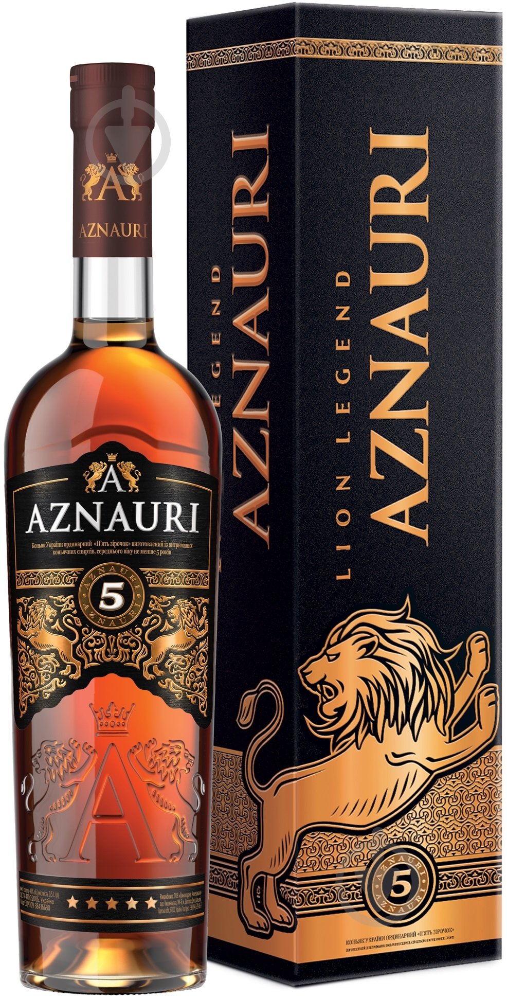 Коньяк AZNAURI 5 лет выдержки 40% в коробке 0,5 л - фото 1