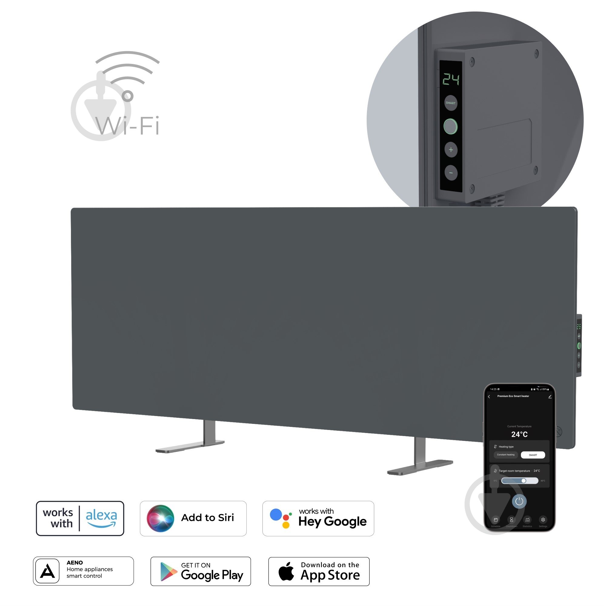 Панель тепловая AENO Premium Eco Smart GH5S LED Grey (700 Вт) - фото 1 Панель тепловая AENO Premium Eco Smart GH5S LED Grey (700 Вт) - фото 1