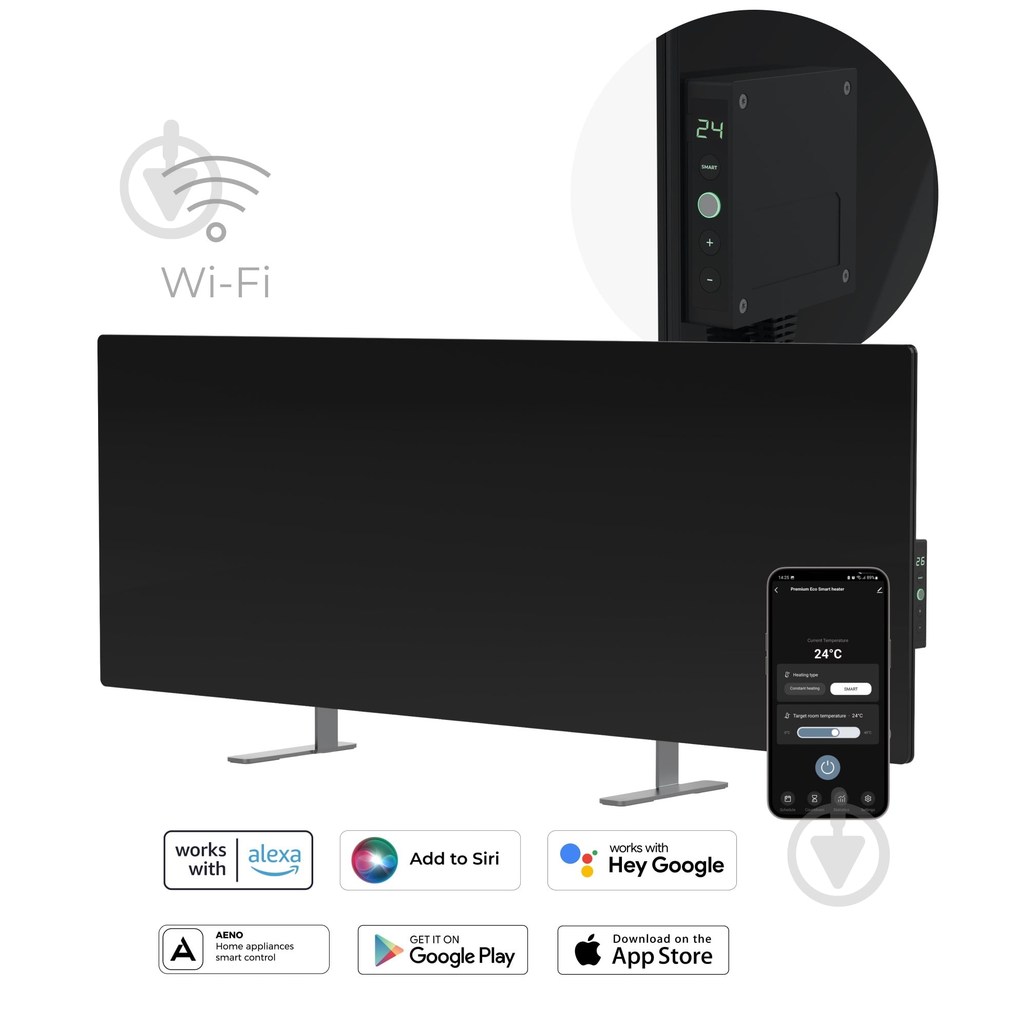 Панель тепловая AENO Premium Eco Smart GH4S LED Black (700 Вт) - фото 1 Панель тепловая AENO Premium Eco Smart GH4S LED Black (700 Вт) - фото 1