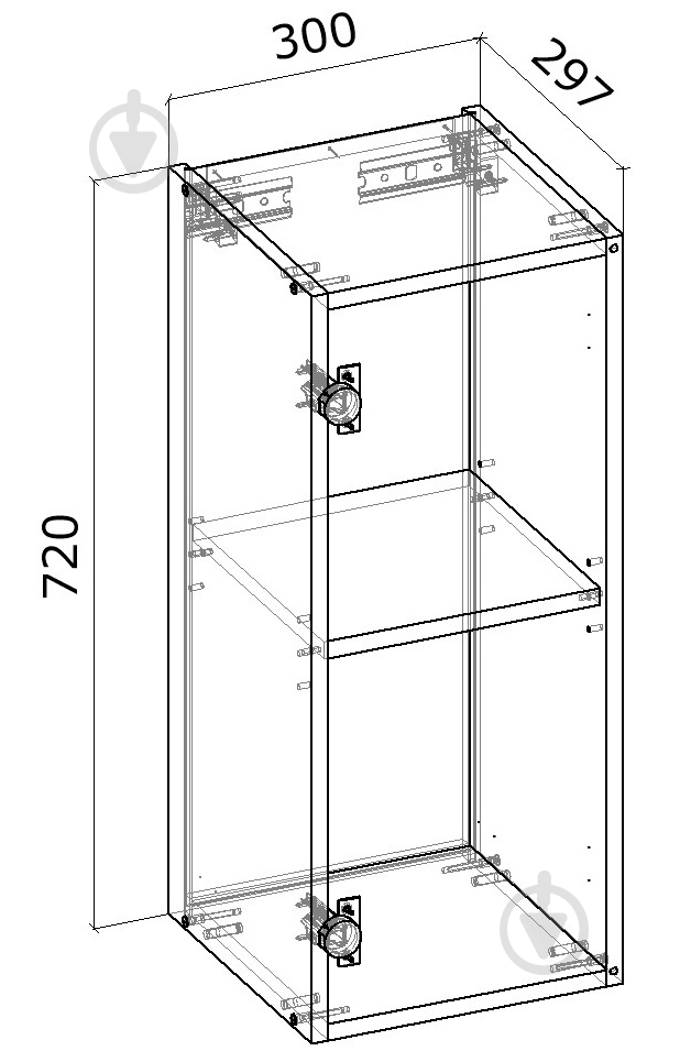 Шкаф верхний Грейд распашной 300x720x300 мм белый - фото 2