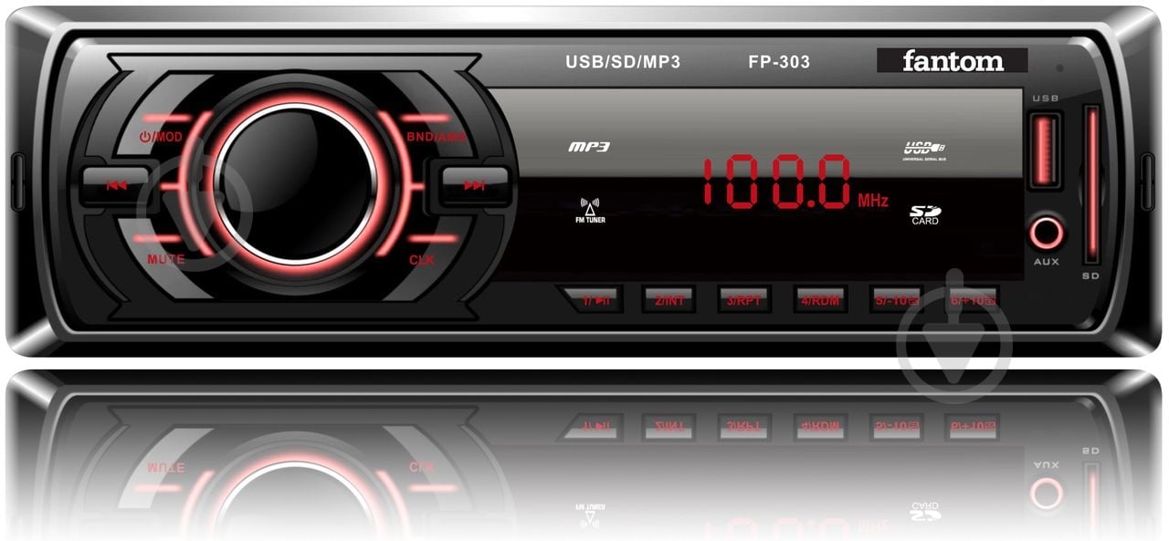 Автомагнитола FP-303 Black/Red - фото 1 Автомагнитола FP-303 Black/Red - фото 1