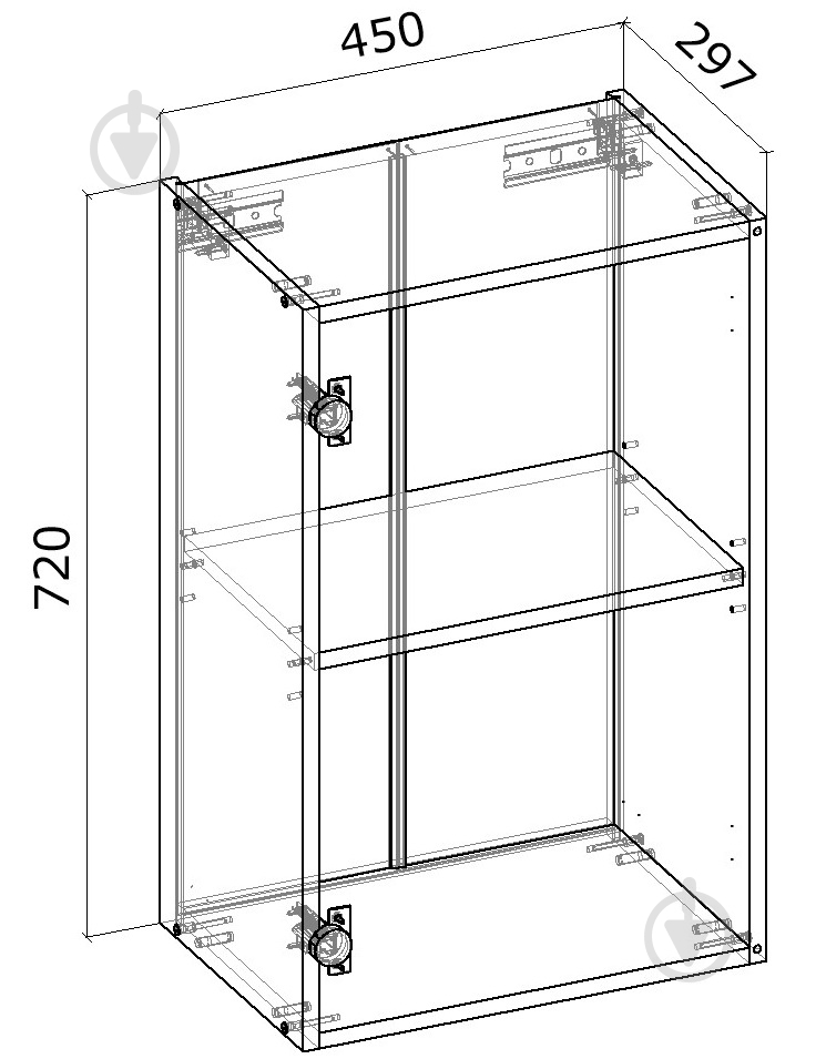 Шкаф верхний Грейд распашной 450x720x300 мм белый - фото 2 Шкаф верхний Грейд распашной 450x720x300 мм белый - фото 2