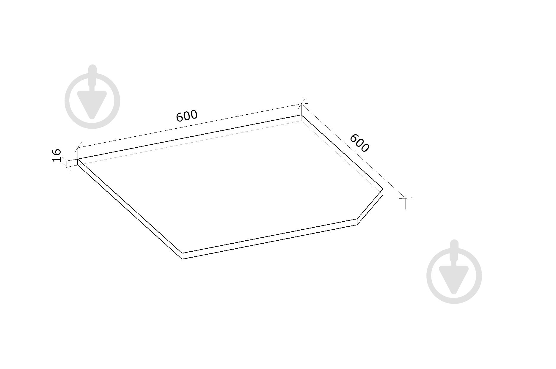 Вставка угловая Грейд оптимум 60x60 см - фото 2