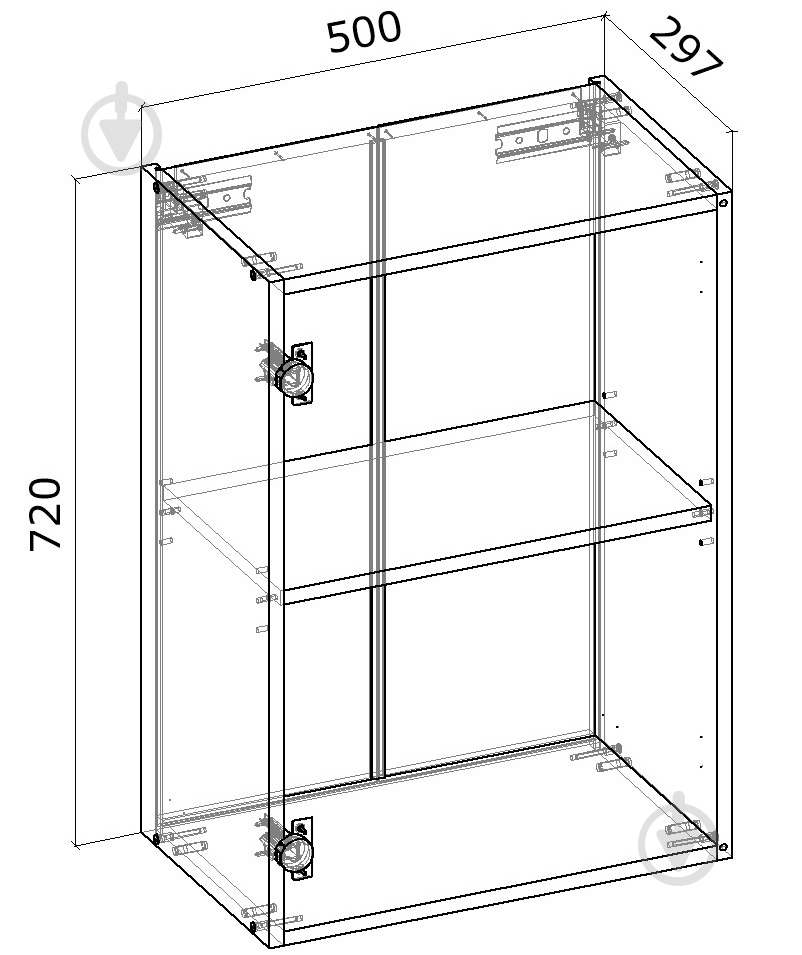 Шкаф верхний Грейд распашной 500x720x300 мм белый - фото 2