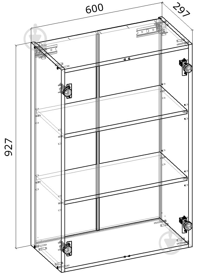 Шкаф верхний Грейд распашной 600x927x300 мм белый - фото 2