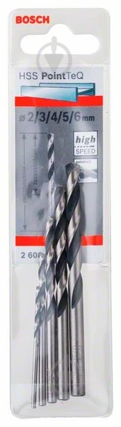 Набір свердел Bosch HSS PointTeQ 2-6 мм 5 шт. 2608577345 - фото 1