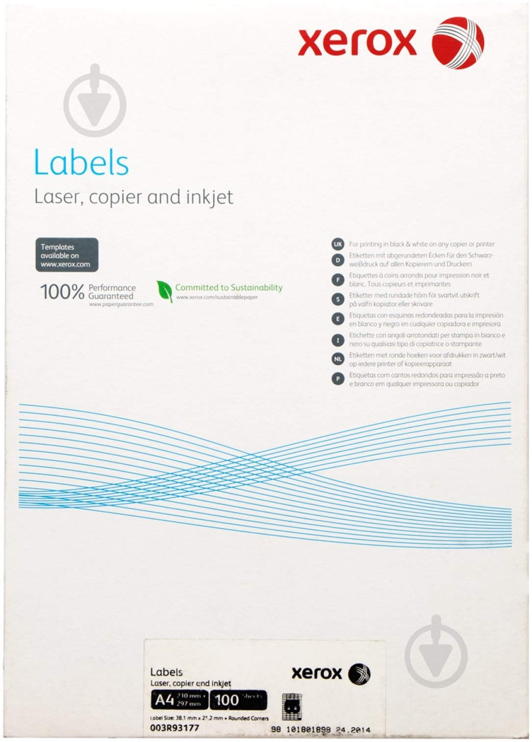 Наклейка Xerox А4/1 100 листов 003R93177 - фото 1