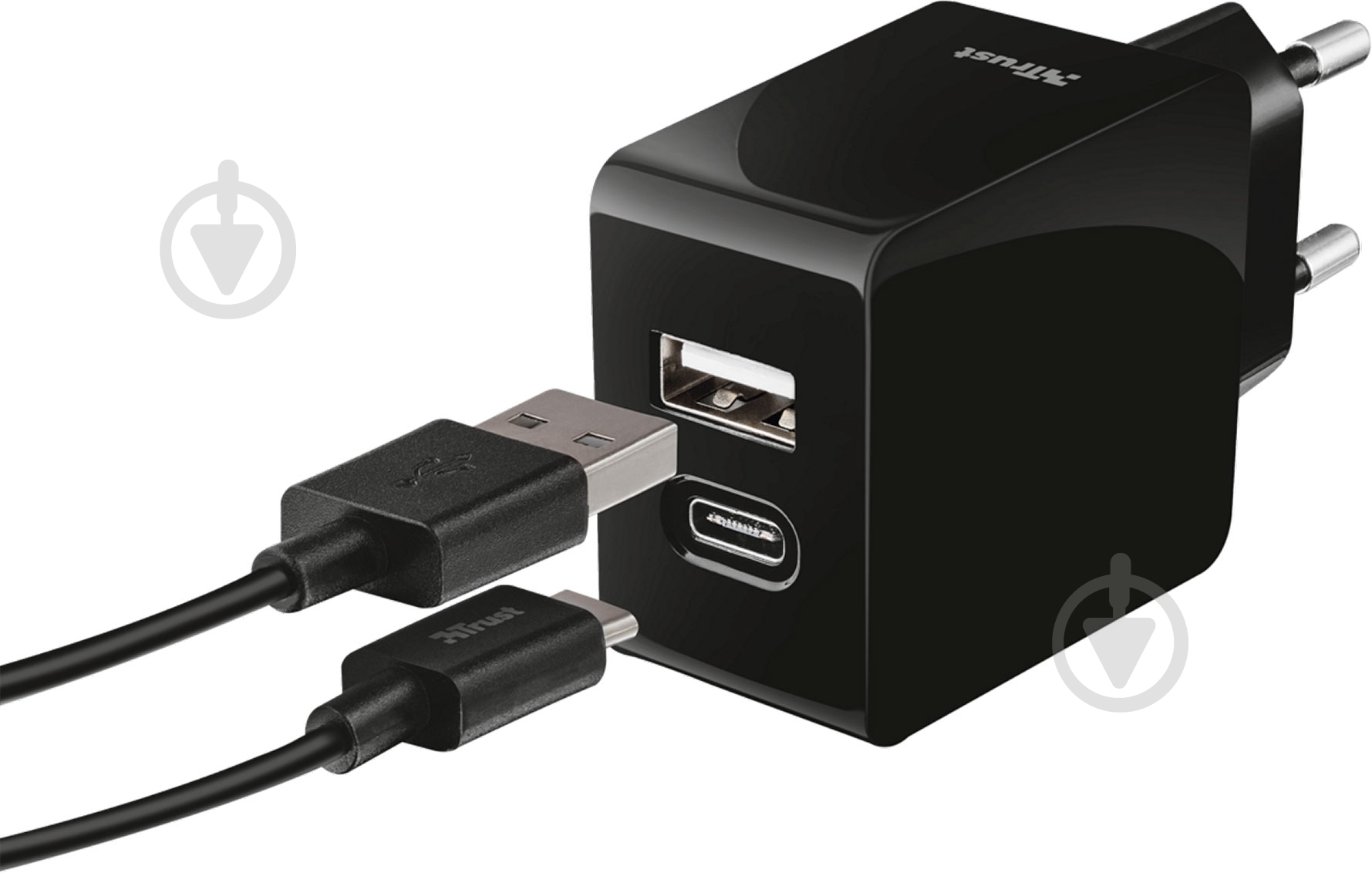 Сетевое зарядное устройство Trust Urban Fast Dual USB-C & USB 17W Black (21589) - фото 4