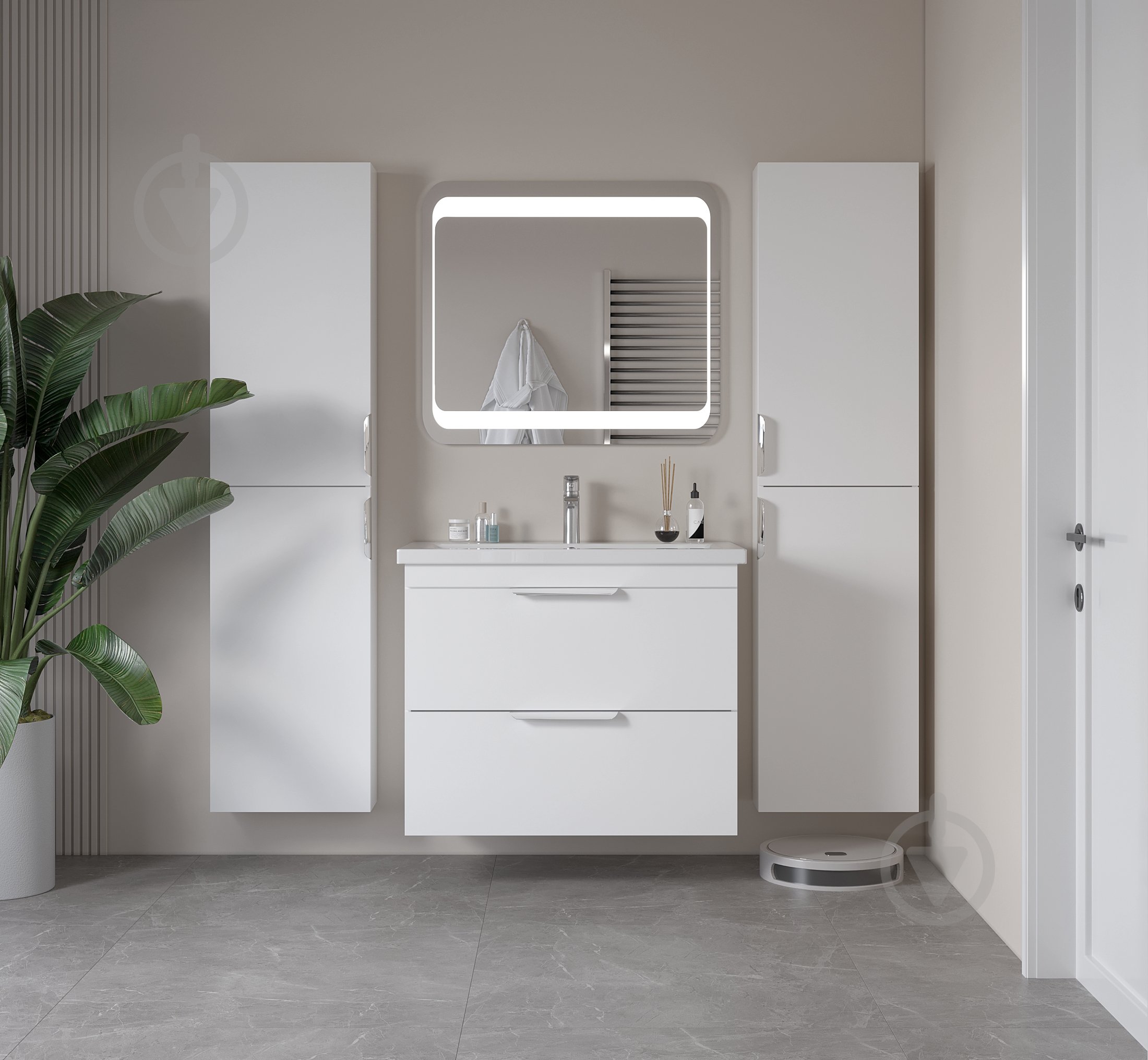 Тумба на ножках Сансервіс "Каталония-80" с умывальником"Сомо 80" белый глянец - фото 2 Тумба на ножках Сансервіс "Каталония-80" с умывальником"Сомо 80" белый глянец - фото 2