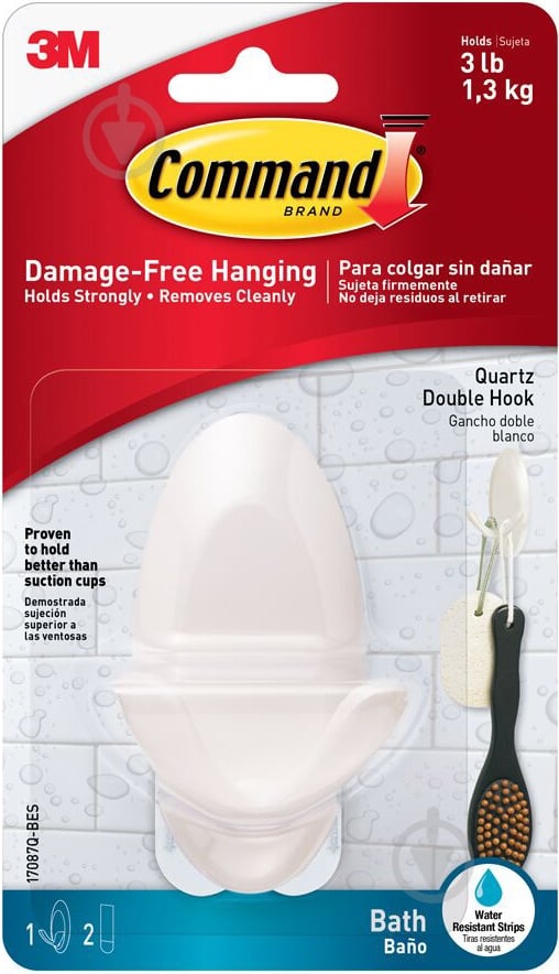Крючок двойной для ванной комнаты Command 17087QB - фото 1