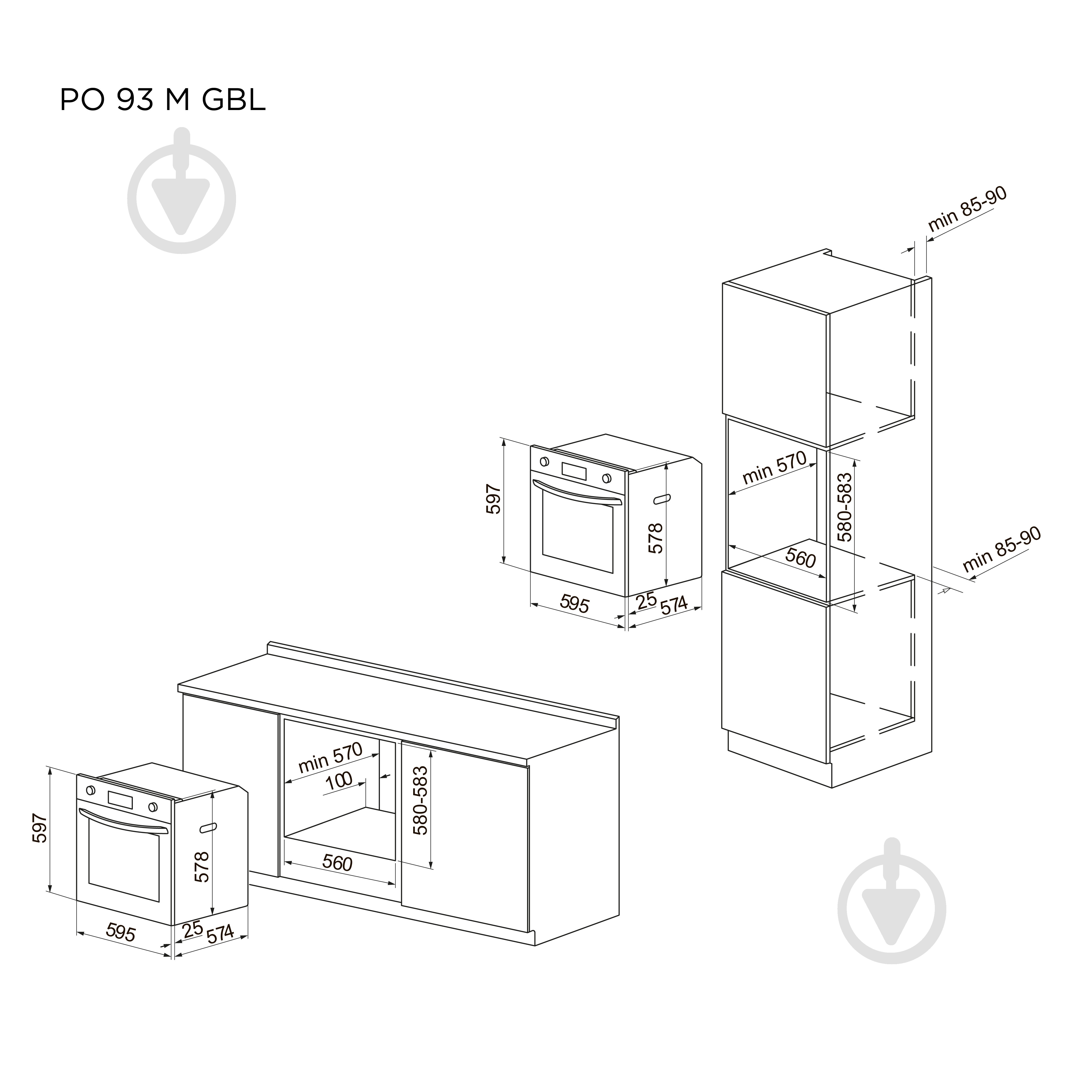 Духовой шкаф Pyramida PO 93 M GBL - фото 8