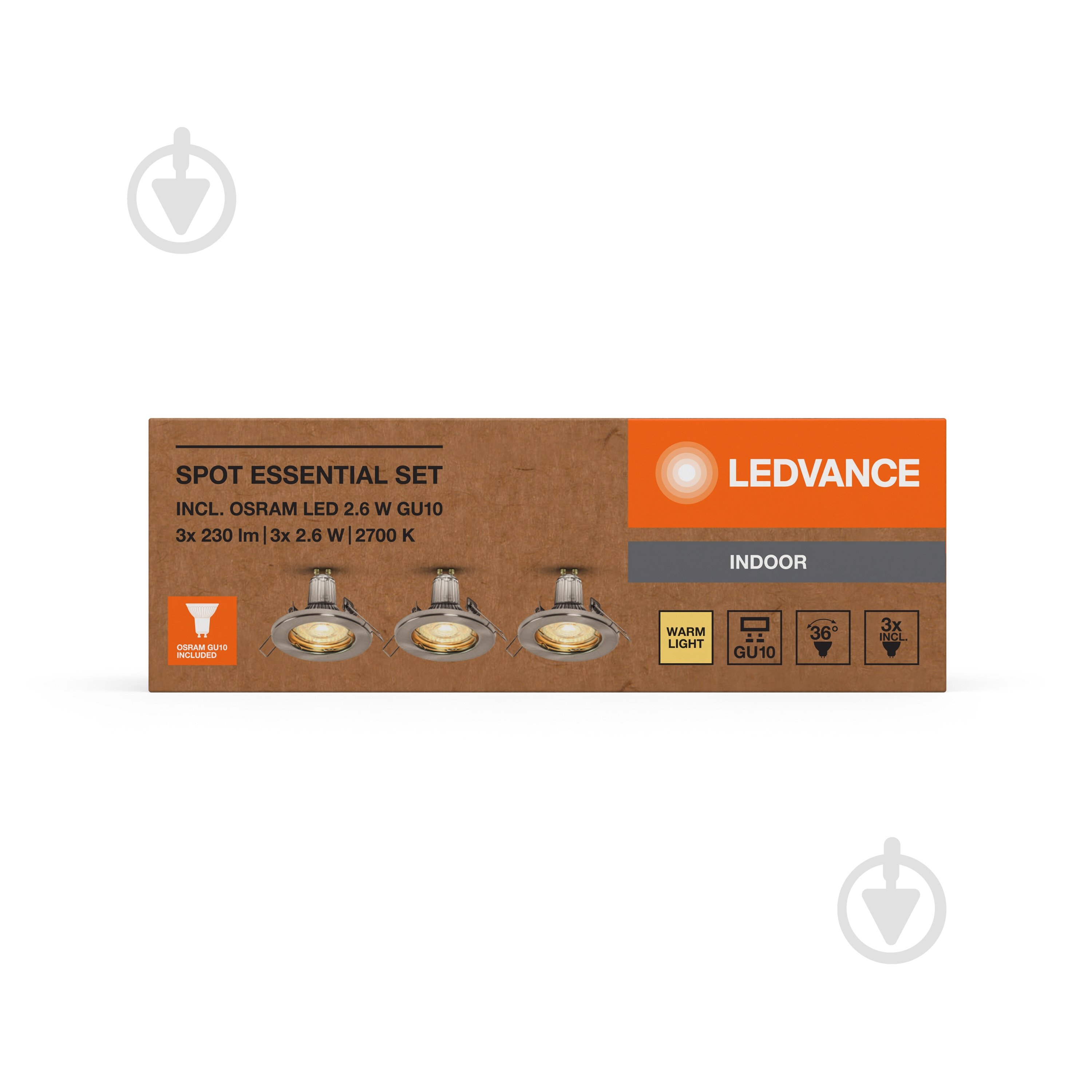 Світильник вбудовуваний (Downlight) Ledvance Spot Essential 3 x 2,6 Вт GU10 2700 К нікель матовий - фото 9