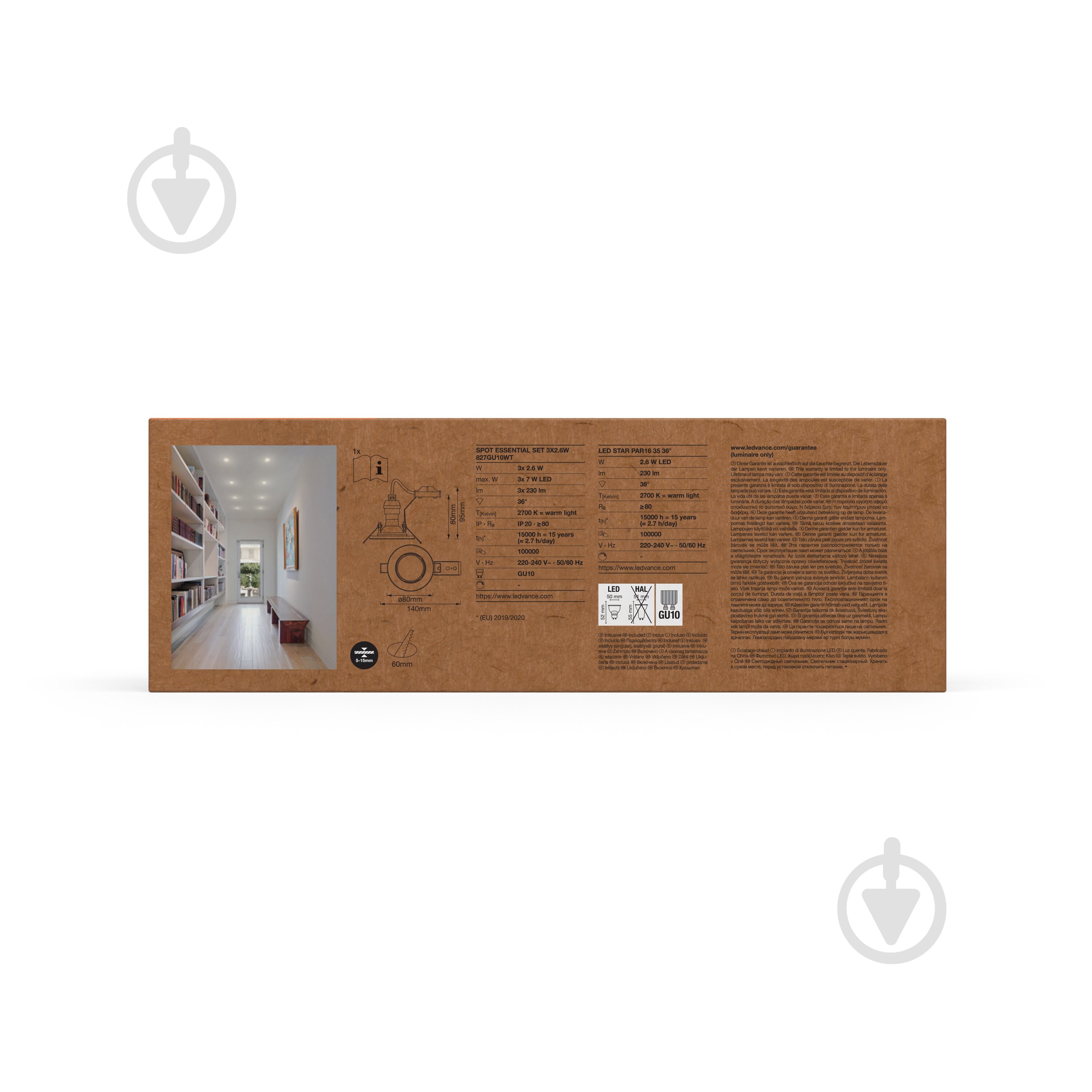 Світильник точковий Ledvance Spot Essential 3 x 2,6 Вт GU10 2700 К білий - фото 8