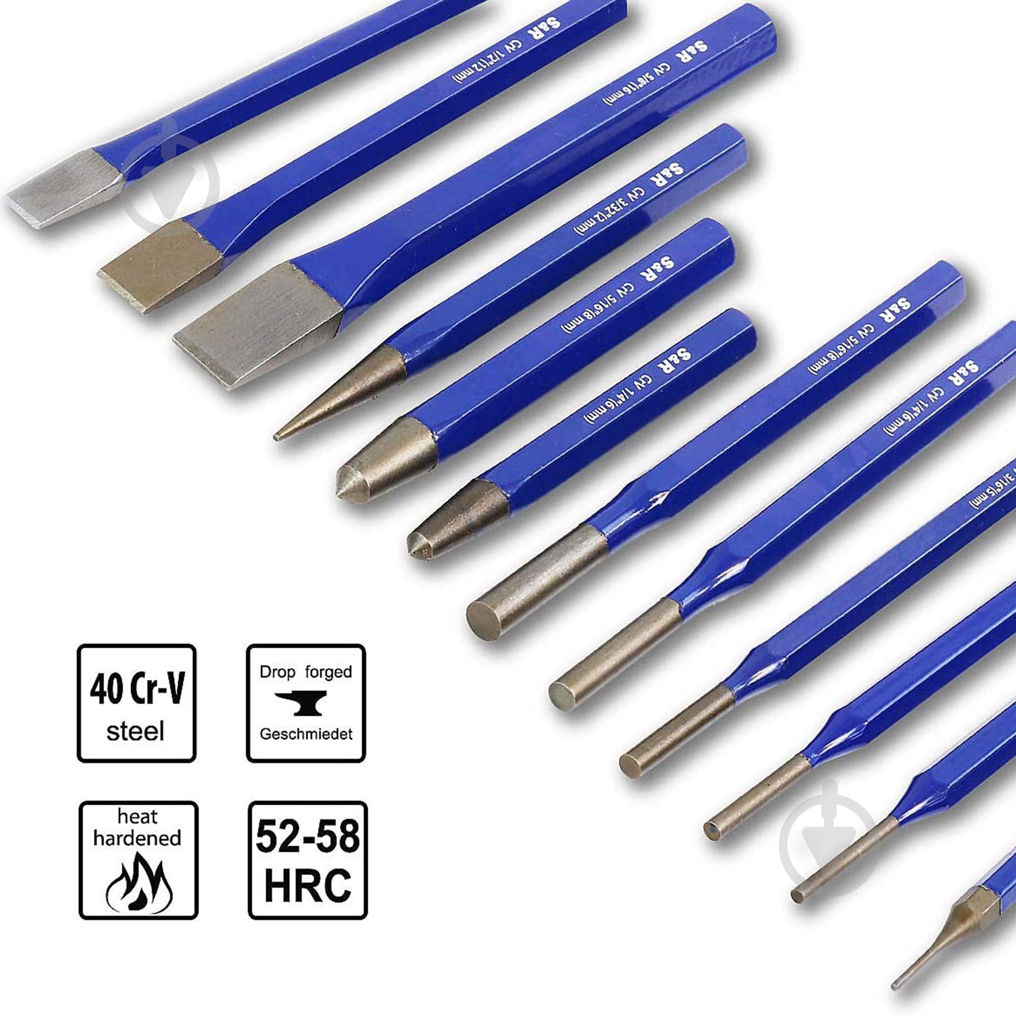 Набор зубил и пробойников S&R 282283012 - фото 3 Набор зубил и пробойников S&R 282283012 - фото 3