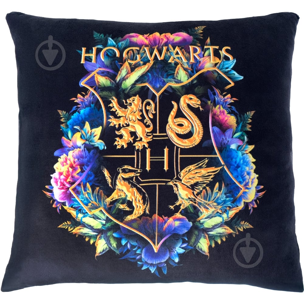Подушка декоративна WP Merchandise Harry Potter Collection квіти Гоґвардс різнокольоровий принт FRMPILLOW24BKHA03 - фото 1