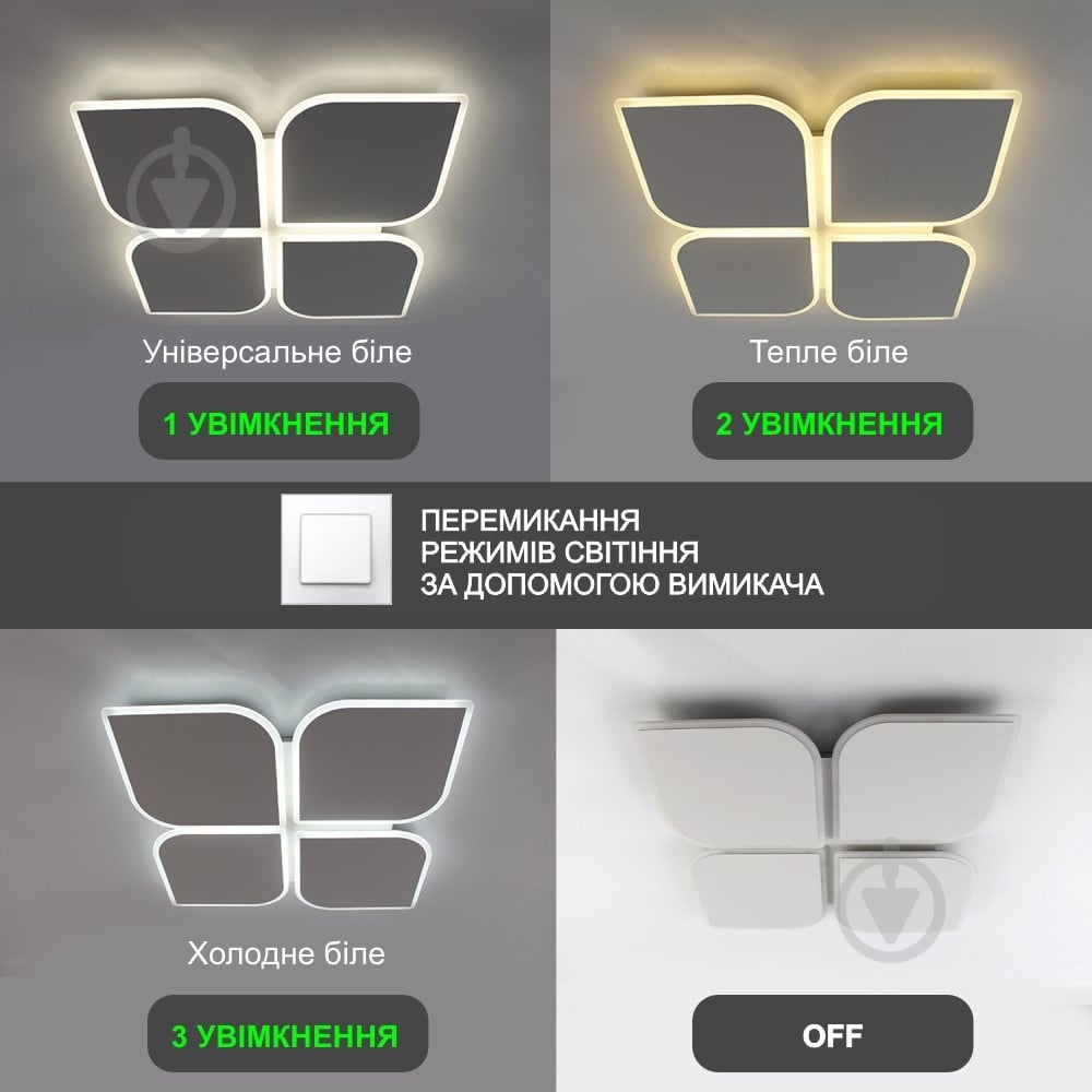 Люстра світлодіодна ESLLSE AERO 4F 70 Вт 455х455х57 мм 4x70 Вт LED-модуль білий 10457 - фото 4