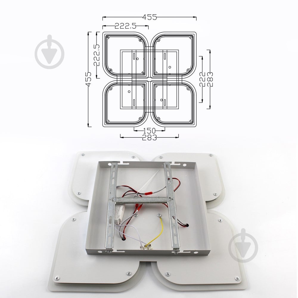 Люстра світлодіодна ESLLSE AERO 4F 70 Вт 455х455х57 мм 4x70 Вт LED-модуль білий 10457 - фото 7