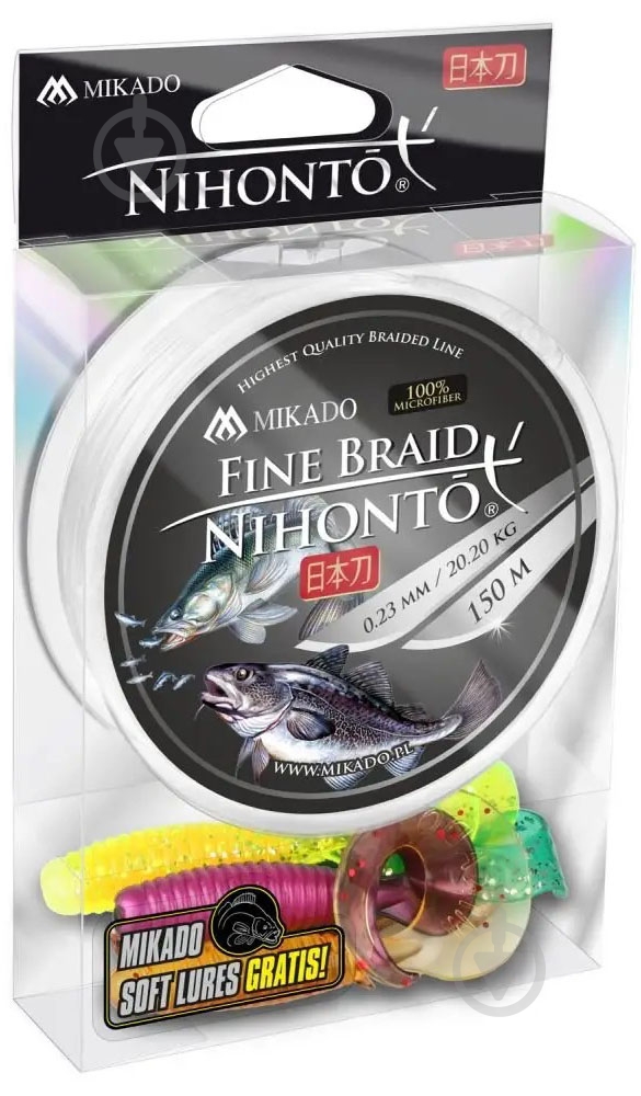 Шнур Mikado Nihonto Fine Braid 150м 0,35мм 33,4кг white - фото 1 Шнур Mikado Nihonto Fine Braid 150м 0,35мм 33,4кг white - фото 1