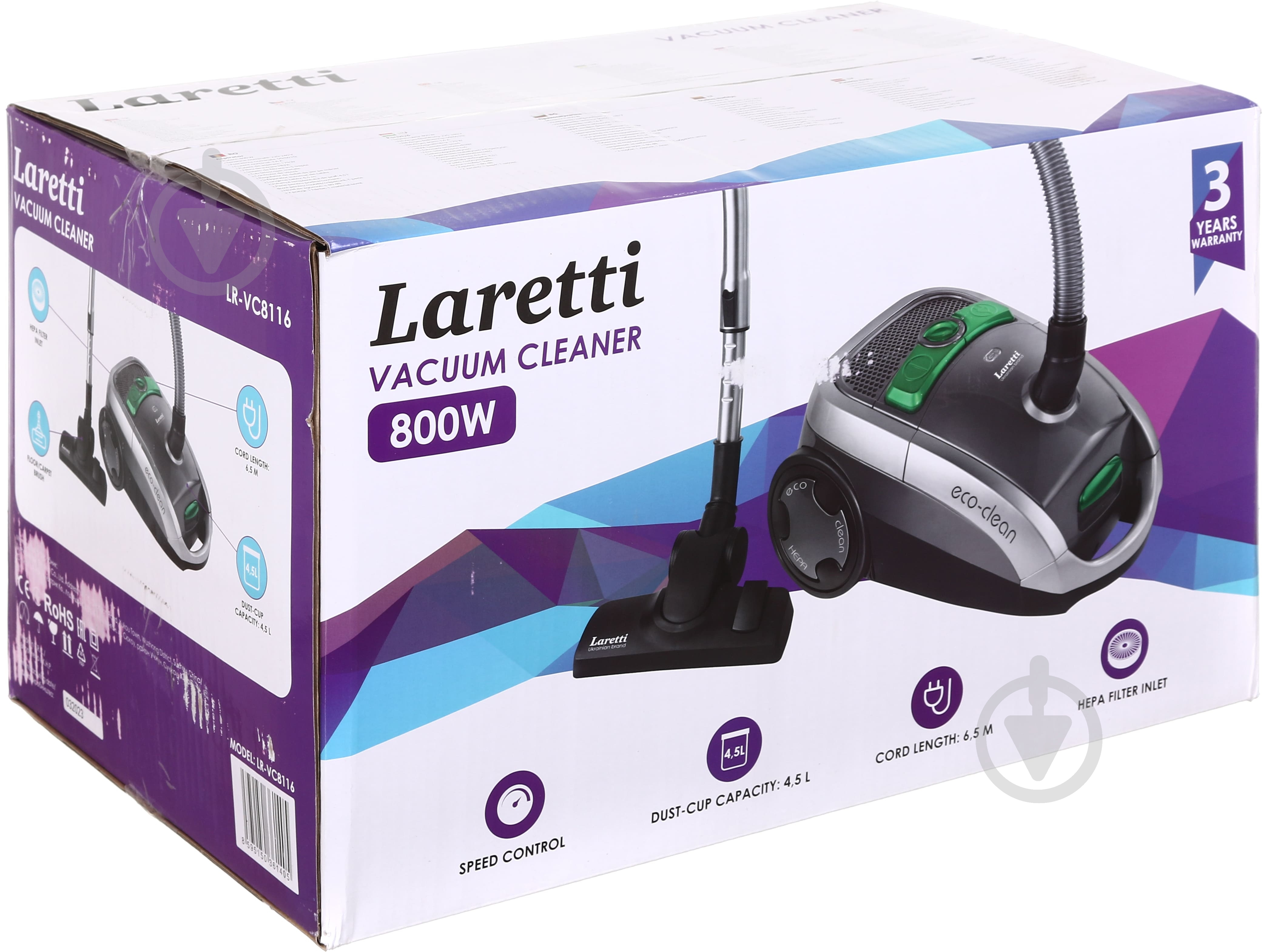 Пылесос Laretti LARETTI LR-VC8116 LR-VC8116 black/grey - фото 12