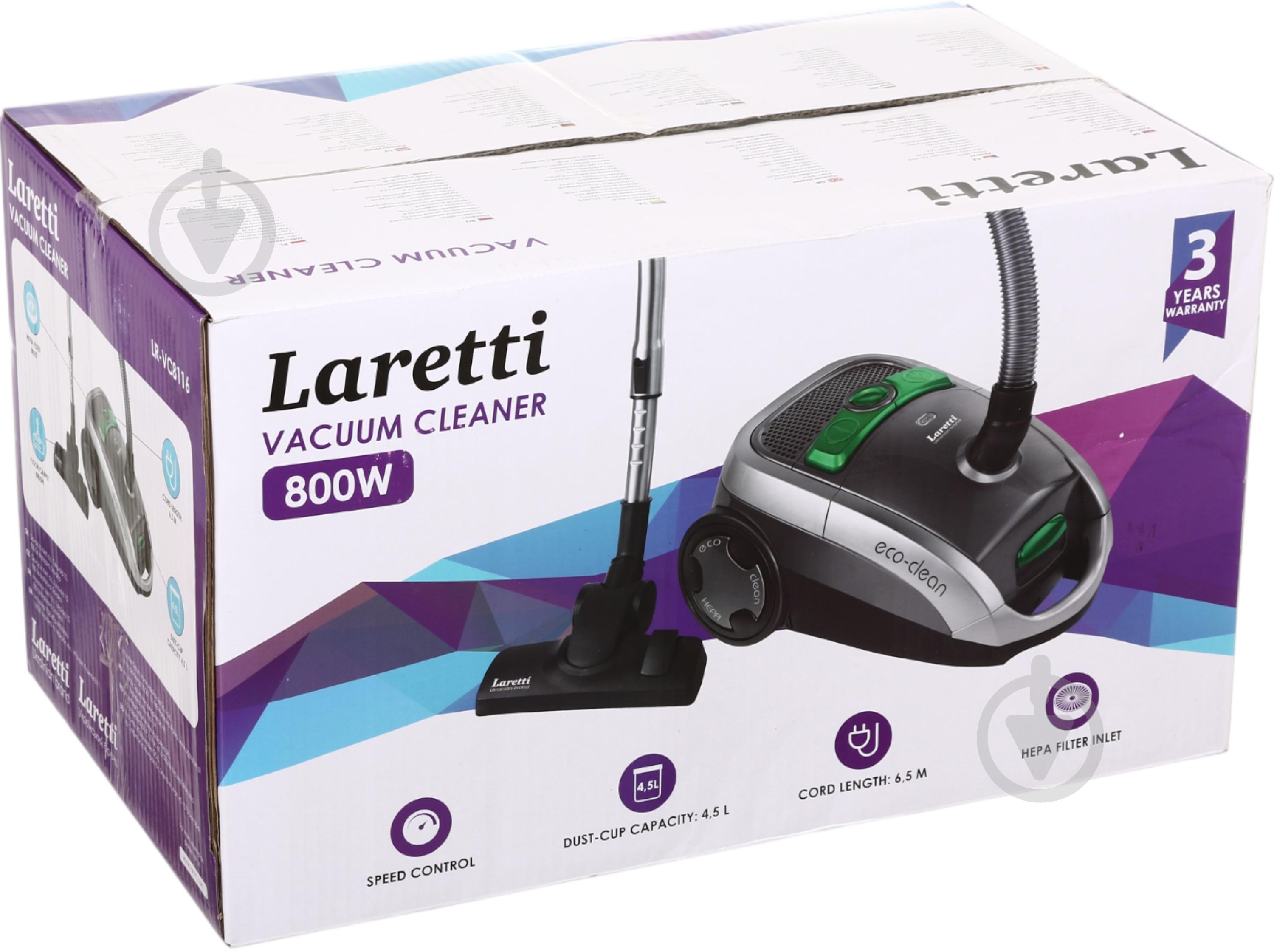 Пылесос Laretti LARETTI LR-VC8116 LR-VC8116 black/grey - фото 4