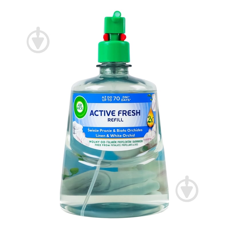 Сменный баллон для автоматического освежителя воздуха Air Wick Active Fresh Утренняя свежесть и цветы орхидеи 228 мл - фото 1 Сменный баллон для автоматического освежителя воздуха Air Wick Active Fresh Утренняя свежесть и цветы орхидеи 228 мл - фото 1