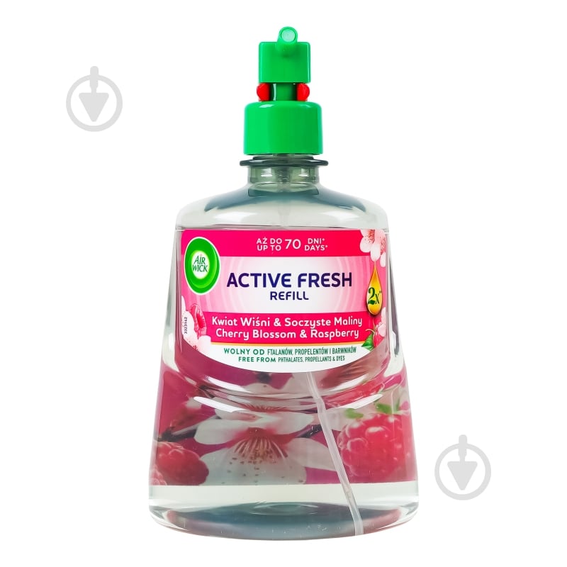 Сменный баллон для автоматического освежителя воздуха Air Wick Active Fresh Цвет вишни и свежесть малины 228 мл - фото 1 Сменный баллон для автоматического освежителя воздуха Air Wick Active Fresh Цвет вишни и свежесть малины 228 мл - фото 1