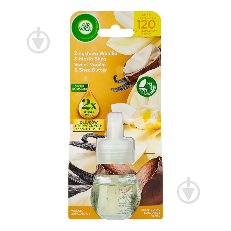Змінний флакон до електричного ароматизатора повітря Air Wick Солодка ваніль та масло ши 19 мл - фото 1 Змінний флакон до електричного ароматизатора повітря Air Wick Солодка ваніль та масло ши 19 мл - фото 1
