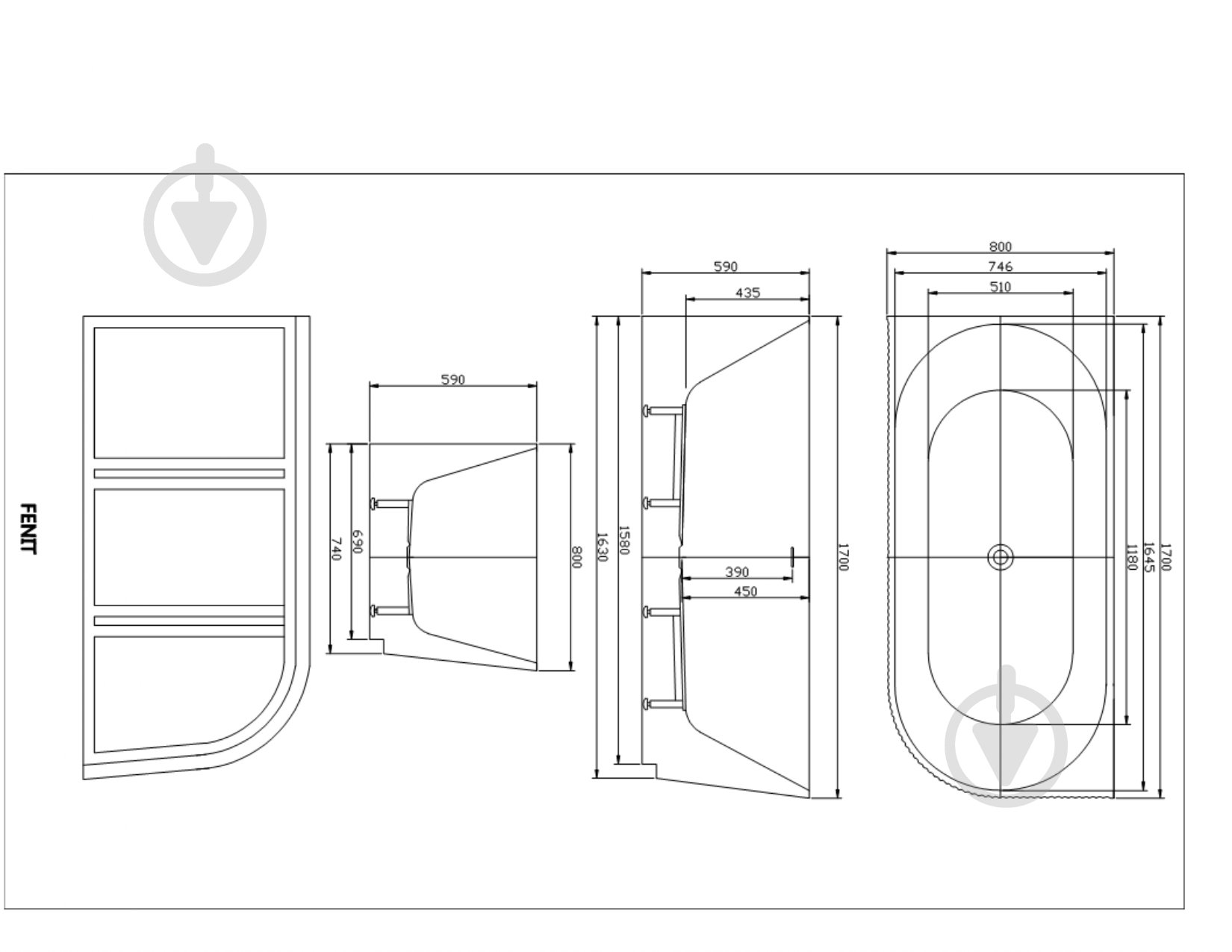 Ванна акриловая Diamond Premium FENIT 170х78 см - фото 4 Ванна акриловая Diamond Premium FENIT 170х78 см - фото 4