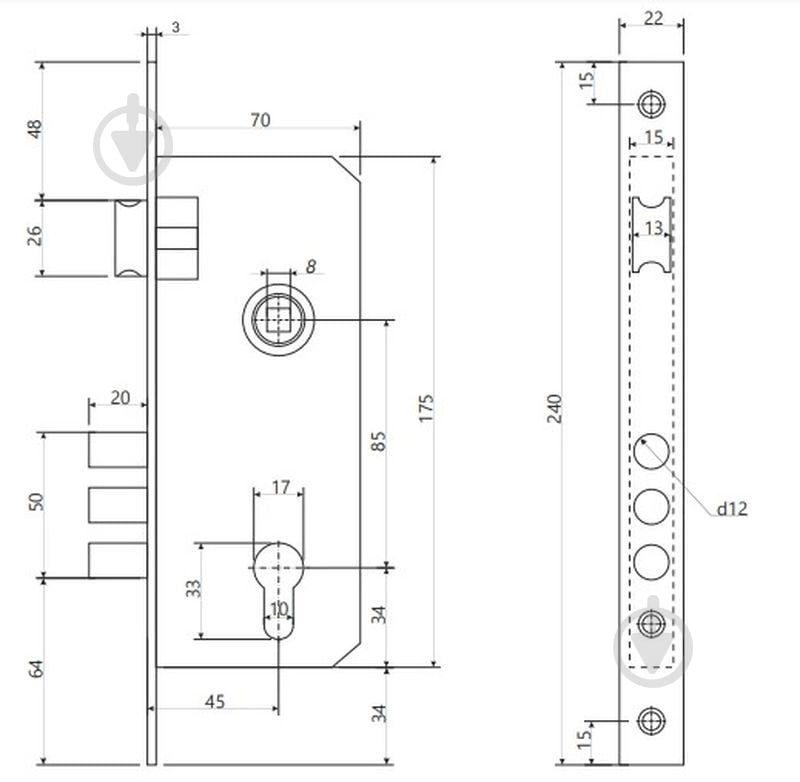 Замок врезной с ручками цилиндровый Avers 2226/70 85 мм бронзовый - фото 2 Замок врезной с ручками цилиндровый Avers 2226/70 85 мм бронзовый - фото 2