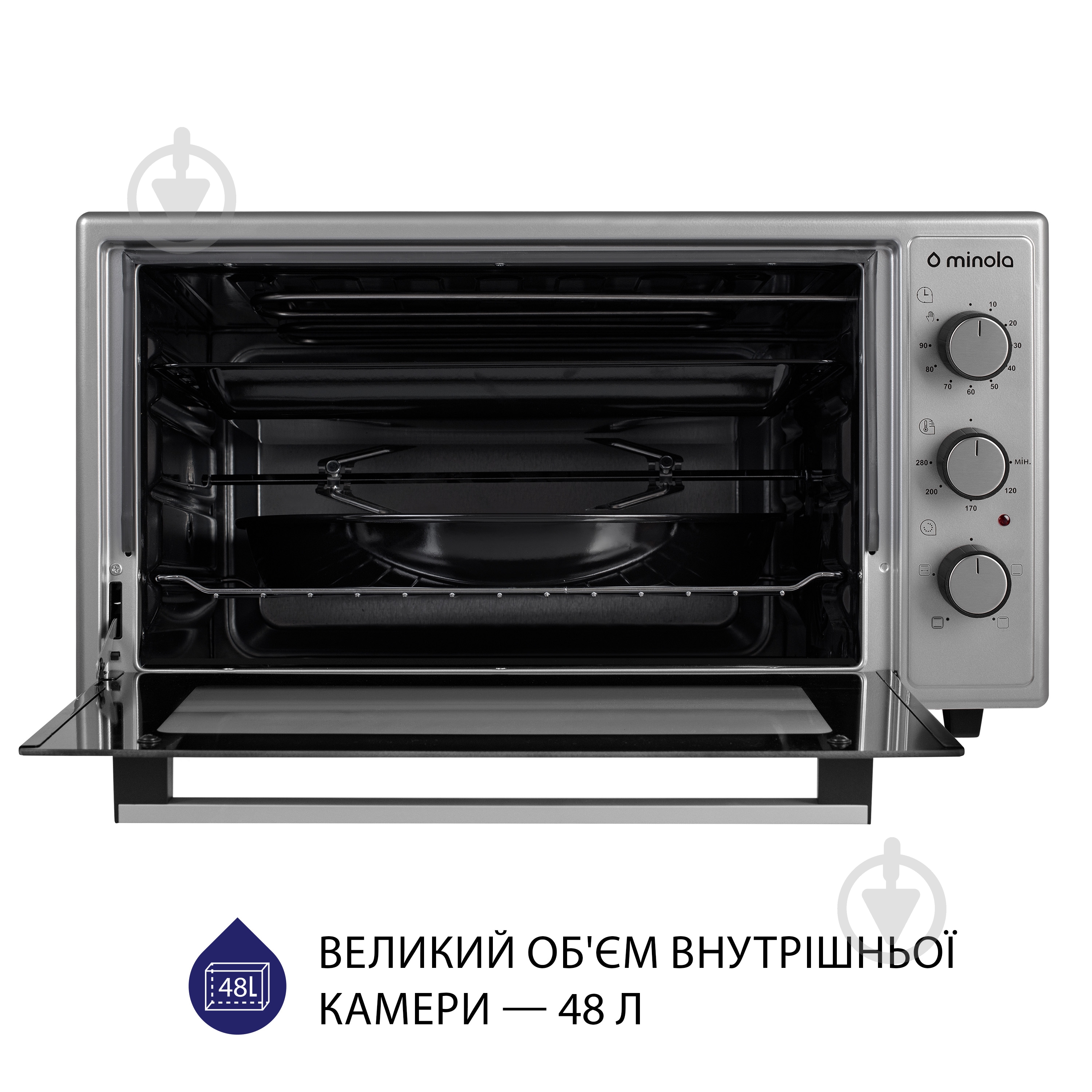 Электрическая мини-печь Minola FOEV 4815 GR - фото 2 Электрическая мини-печь Minola FOEV 4815 GR - фото 2