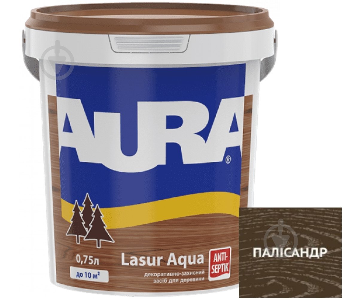 Деревозахисний засіб Aura® Lasur Aqua палісандр шовковистий мат 0,75 л - фото 1