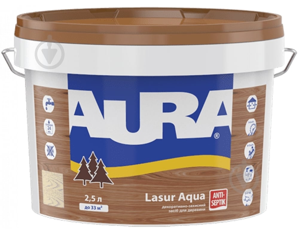 Деревозахисний засіб Aura® Lasur Aqua палісандр шовковистий мат 2,5 л - фото 2