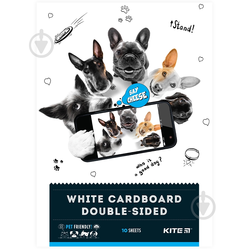 Набор картона белый 10 лист. A4 Dogs K22-254 KITE - фото 1