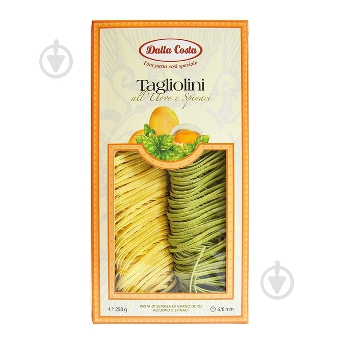 Макарони Dalla Costa Tagliolini з яйцем і шпинатом 250 г - фото 1