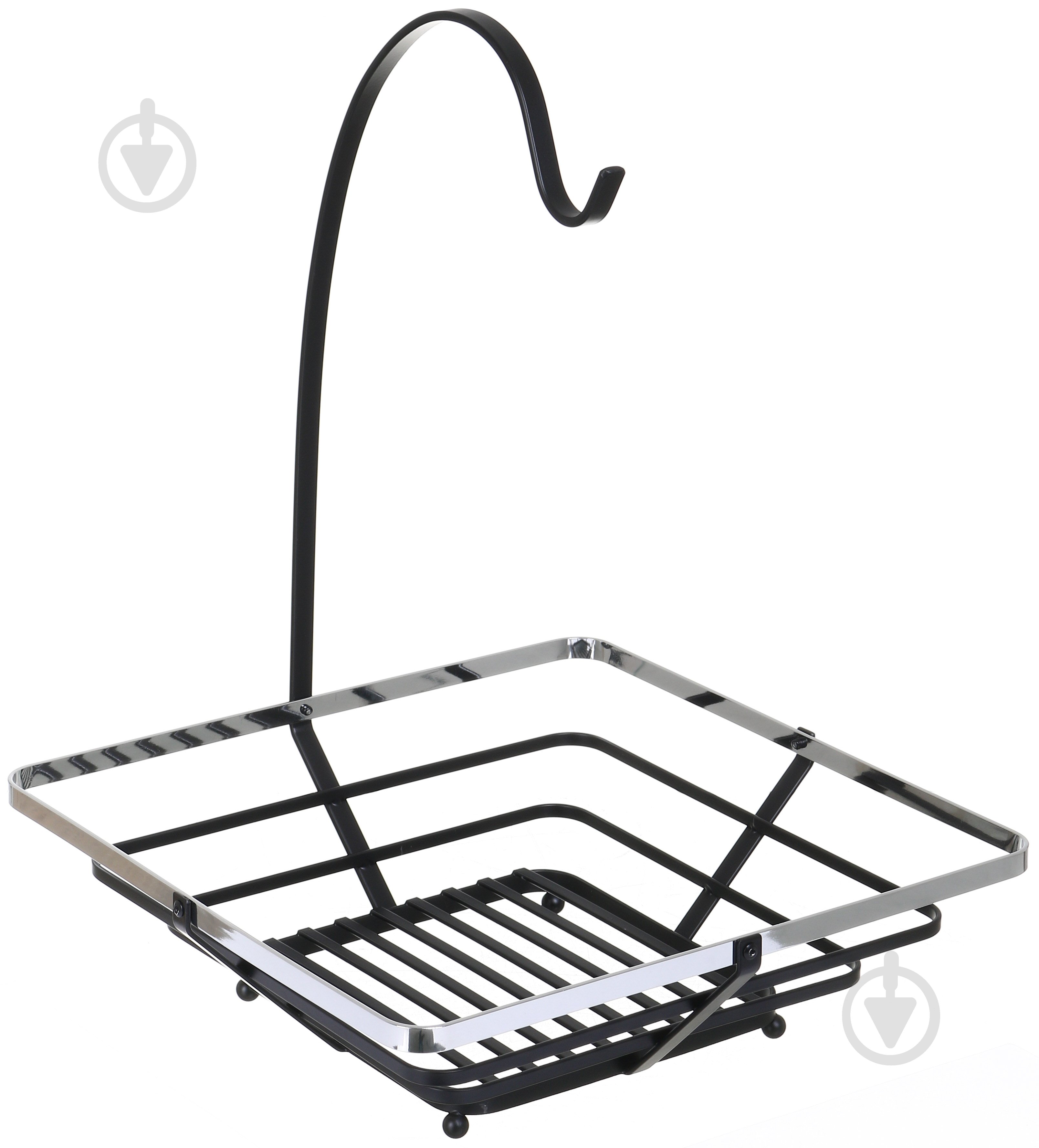 Корзинка для фруктов Flamberg Premium с держателем для бананов Silver shine 28х39,6 см черный - фото 1