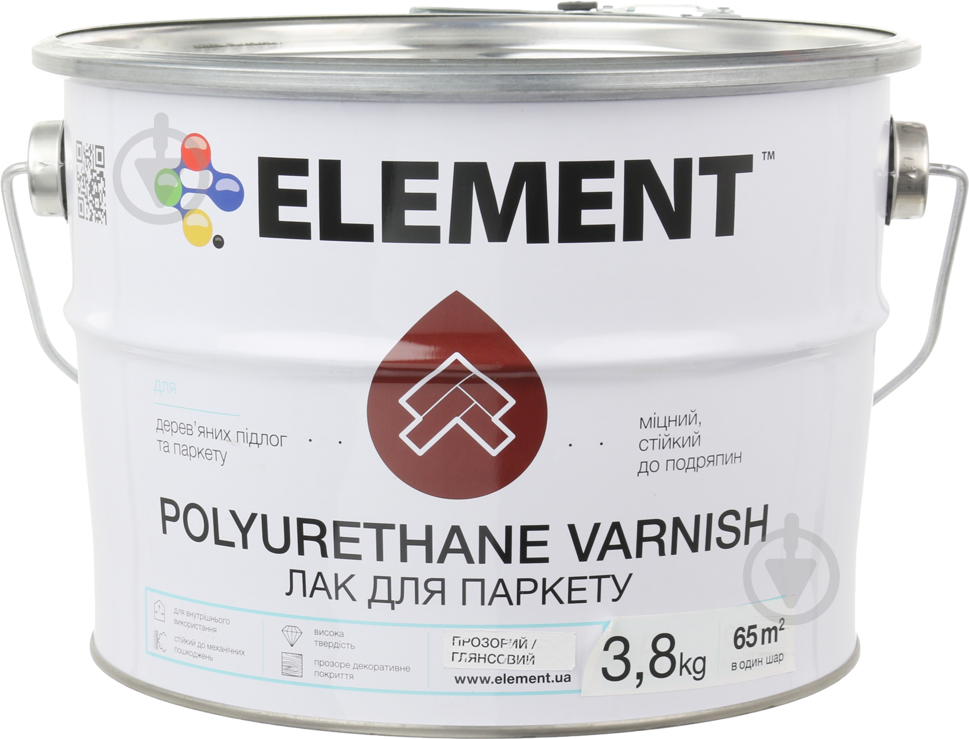Лак для паркета Element глянец прозрачный 3,8 кг - фото 1