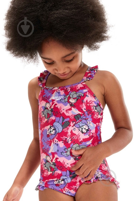 Купальник Speedo LTS DIGI FRILL TRSP IF PINK/PURPLE 8-00314614807 р.164 разноцветный - фото 4