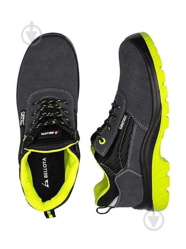 Ботинки рабочие Bellota велюр Comp+ р.43 7231043S1.B черный с зеленым - фото 2
