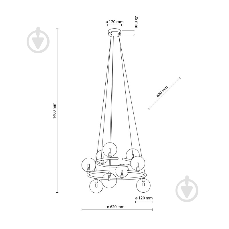 Люстра подвесная TK Lighting ANABELLE 6845 9xG9 дымчатый - фото 13