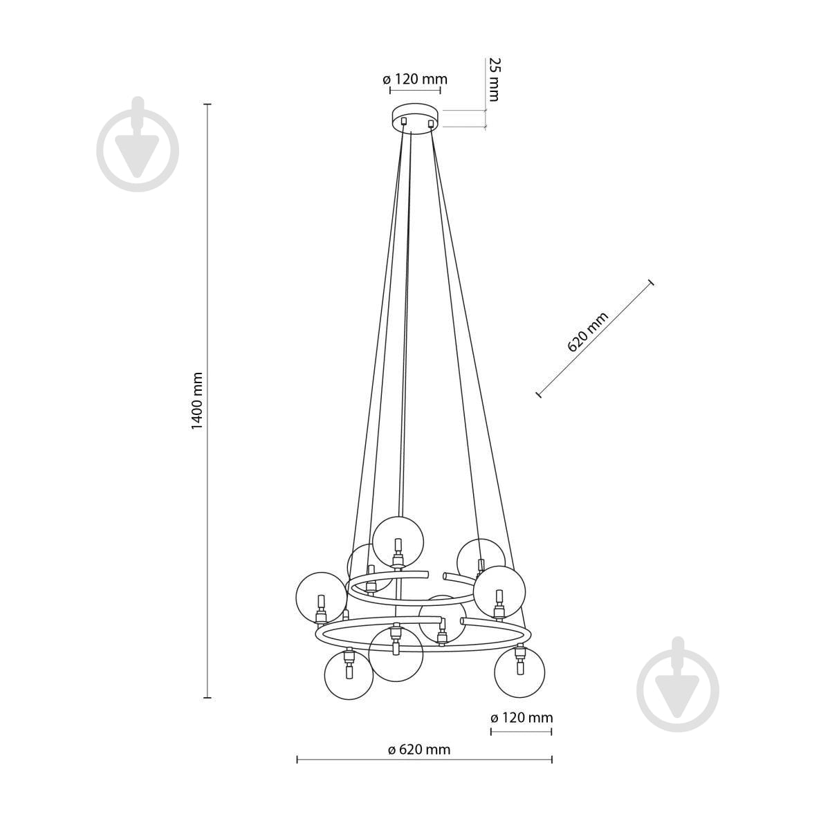 Люстра подвесная TK Lighting ANABELLE 6908 9xG9 янтарный - фото 7 Люстра подвесная TK Lighting ANABELLE 6908 9xG9 янтарный - фото 7