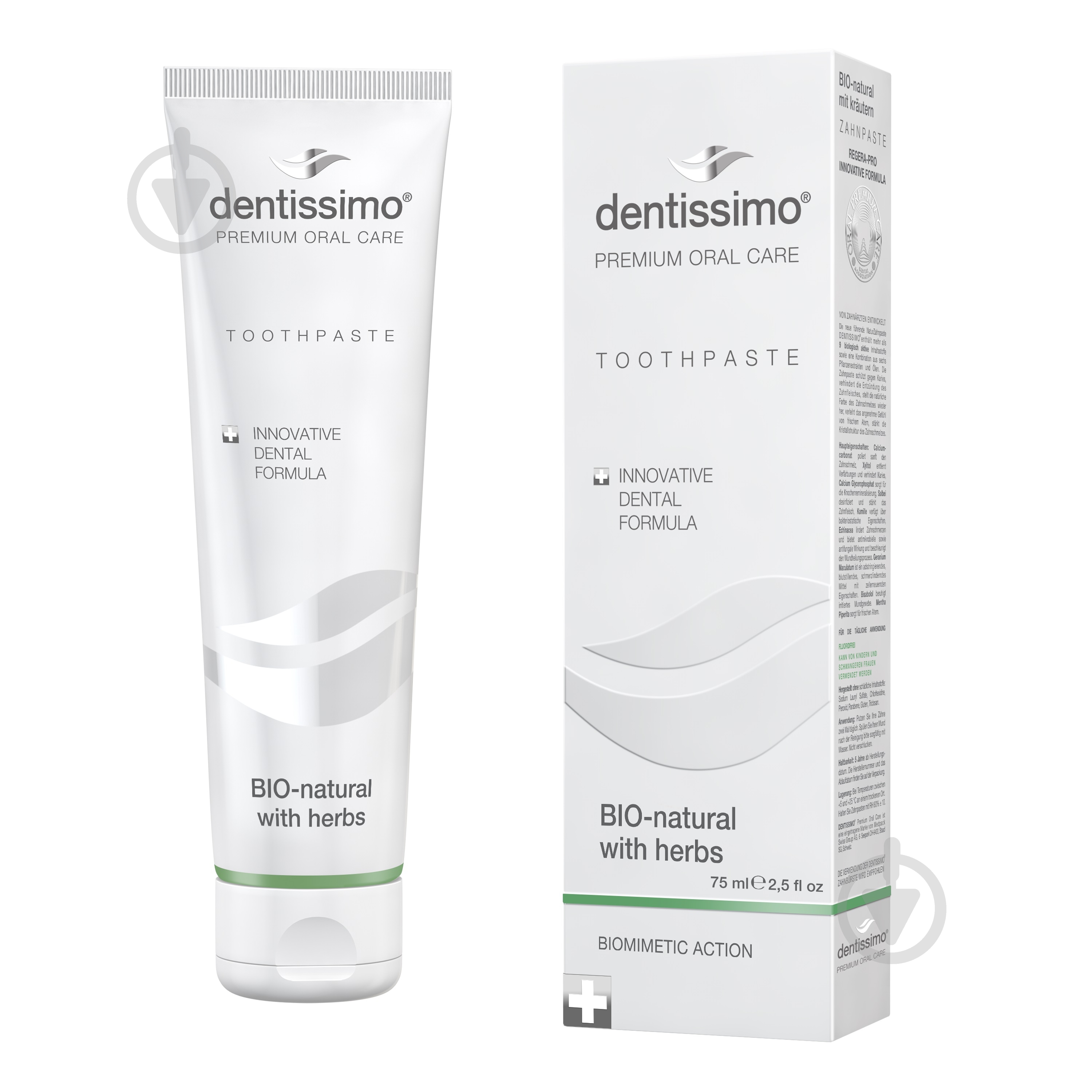 Зубная паста Dentissimo 1+1 PRO WHITENING+Bio Herbs 75+75 мл - фото 2 Зубная паста Dentissimo 1+1 PRO WHITENING+Bio Herbs 75+75 мл - фото 2