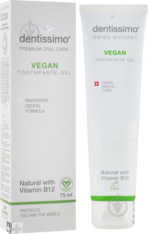 Зубная паста Dentissimo 1+1 PRO WHITENING+VEGAN 75+75 мл - фото 2 Зубная паста Dentissimo 1+1 PRO WHITENING+VEGAN 75+75 мл - фото 2