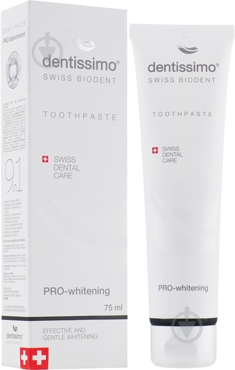 Зубная паста Dentissimo 1+1 PRO WHITENING+VEGAN 75+75 мл - фото 3 Зубная паста Dentissimo 1+1 PRO WHITENING+VEGAN 75+75 мл - фото 3