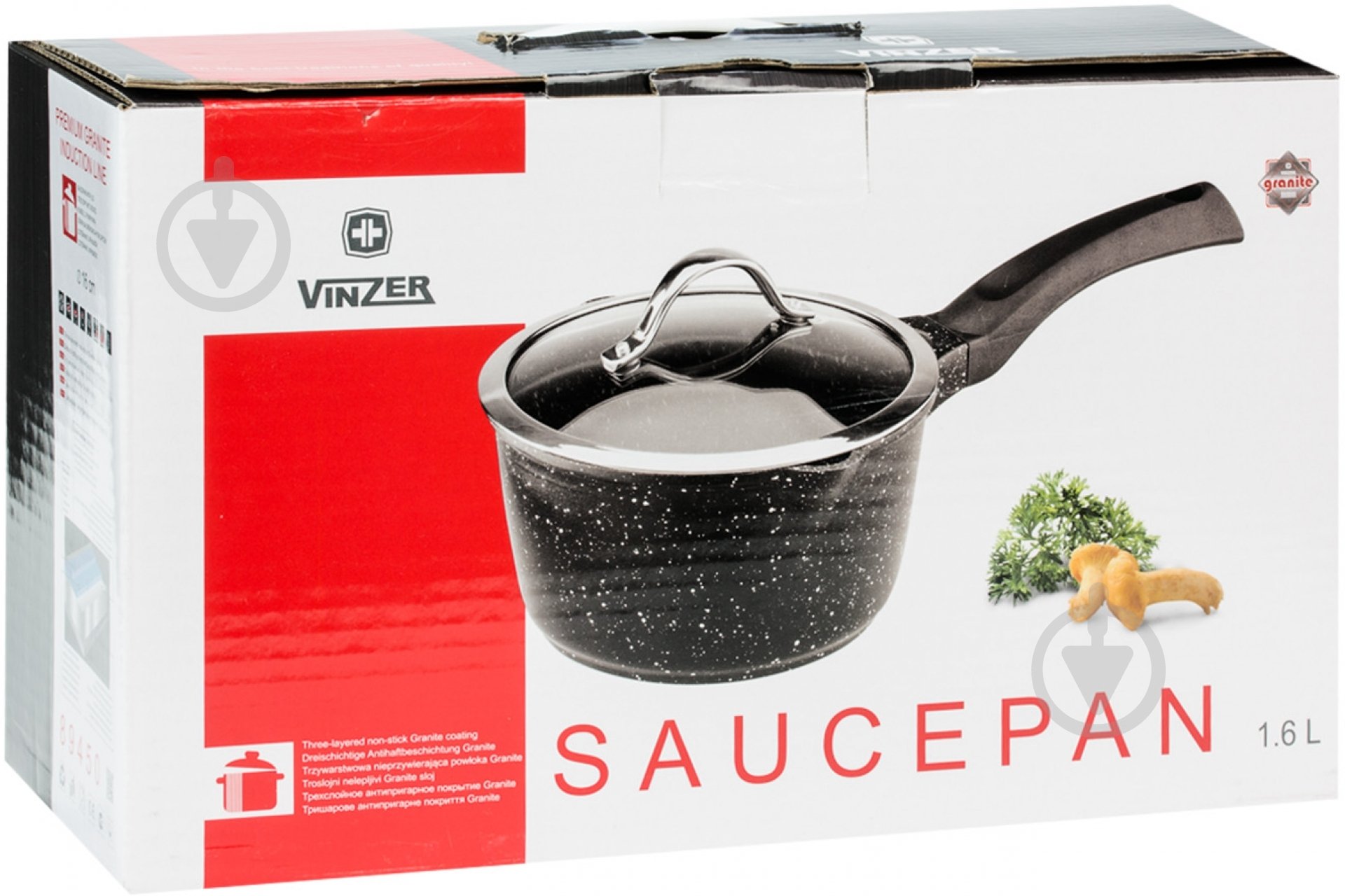 Ковш с крышкой Vinzer Granite Induction Line 1,6 л 16 см 89450 - фото 4